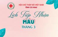 LỊCH TIẾP NHẬN MÁU THÁNG 3-2025