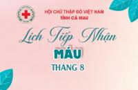 LỊCH TIẾP NHẬN MÁU THÁNG 8-2025